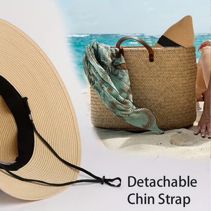 Elegant French Style Wide Brim Foldable UPF50+ Sun Hat with Ribbon Bowknot Decor for Women