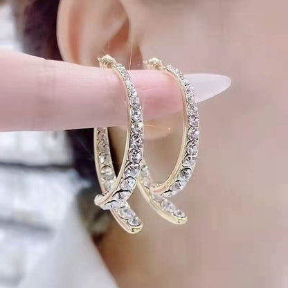 2024 Elegant Rhinestone Drop Gold Silver Earrings For Parties Prom Wedding