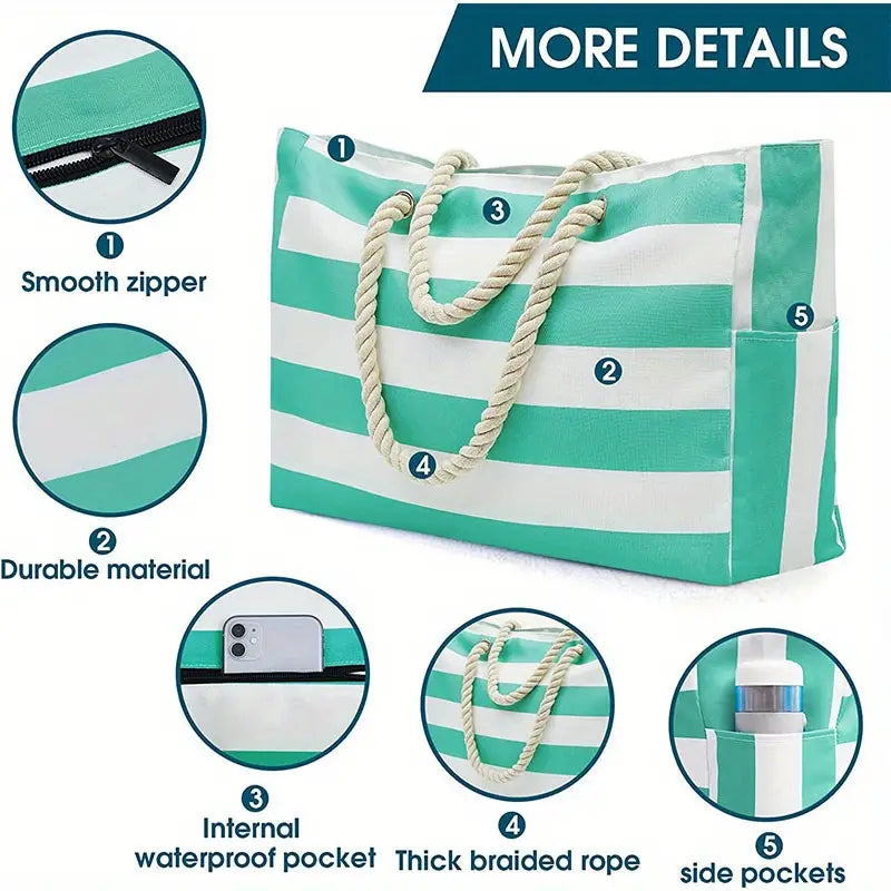 Multi-purpose Striped Hight Capacity Waterproof Travel Bag With Side Pockets,