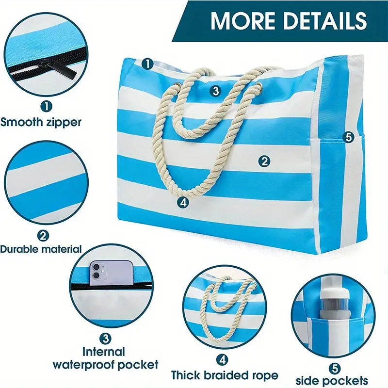 Multi-purpose Striped Hight Capacity Waterproof Travel Bag With Side Pockets,