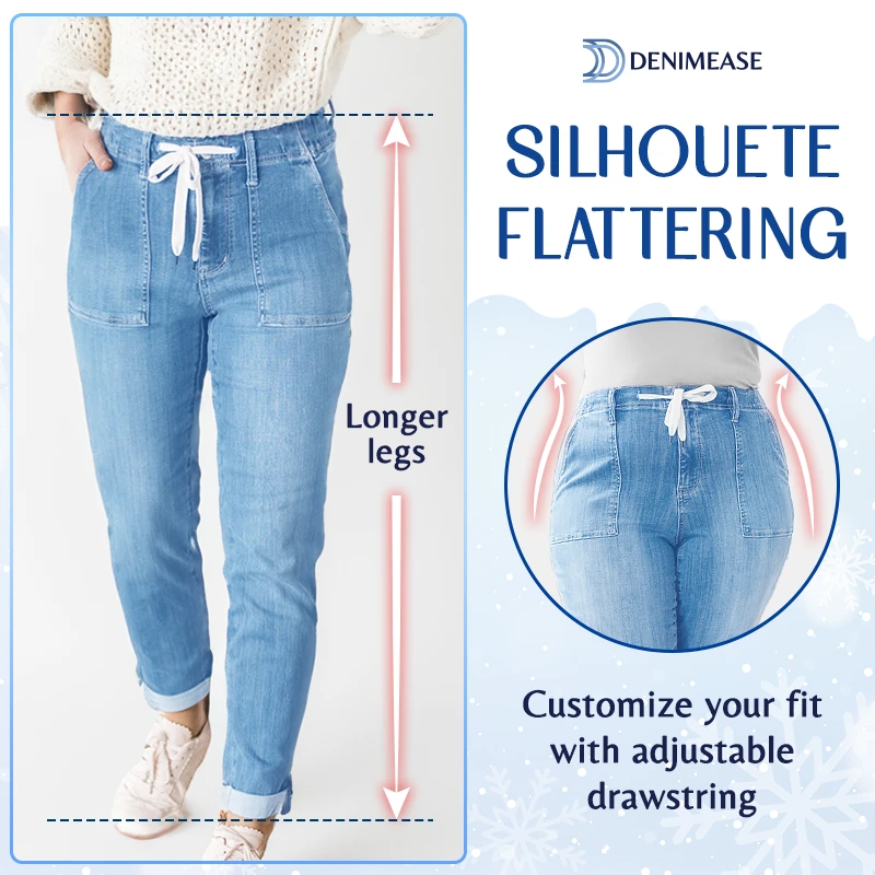 Denimease - Moms' Favorite Stretchy Pull-On Denim Joggers Elastic Waist Jeans for Women