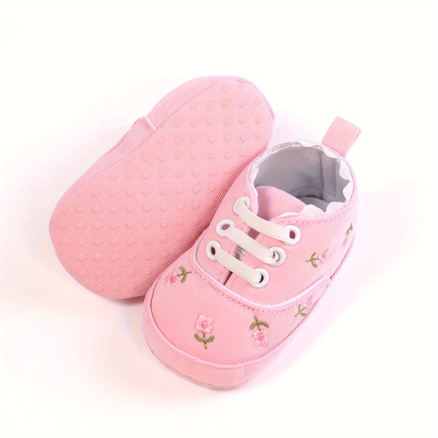 Canvas Toddler Girl Shoes Slip On Anti Skid Newborn First Walkers Floral Walking Shoes