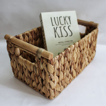 Water Hyacinth Basket With Wooden Handles