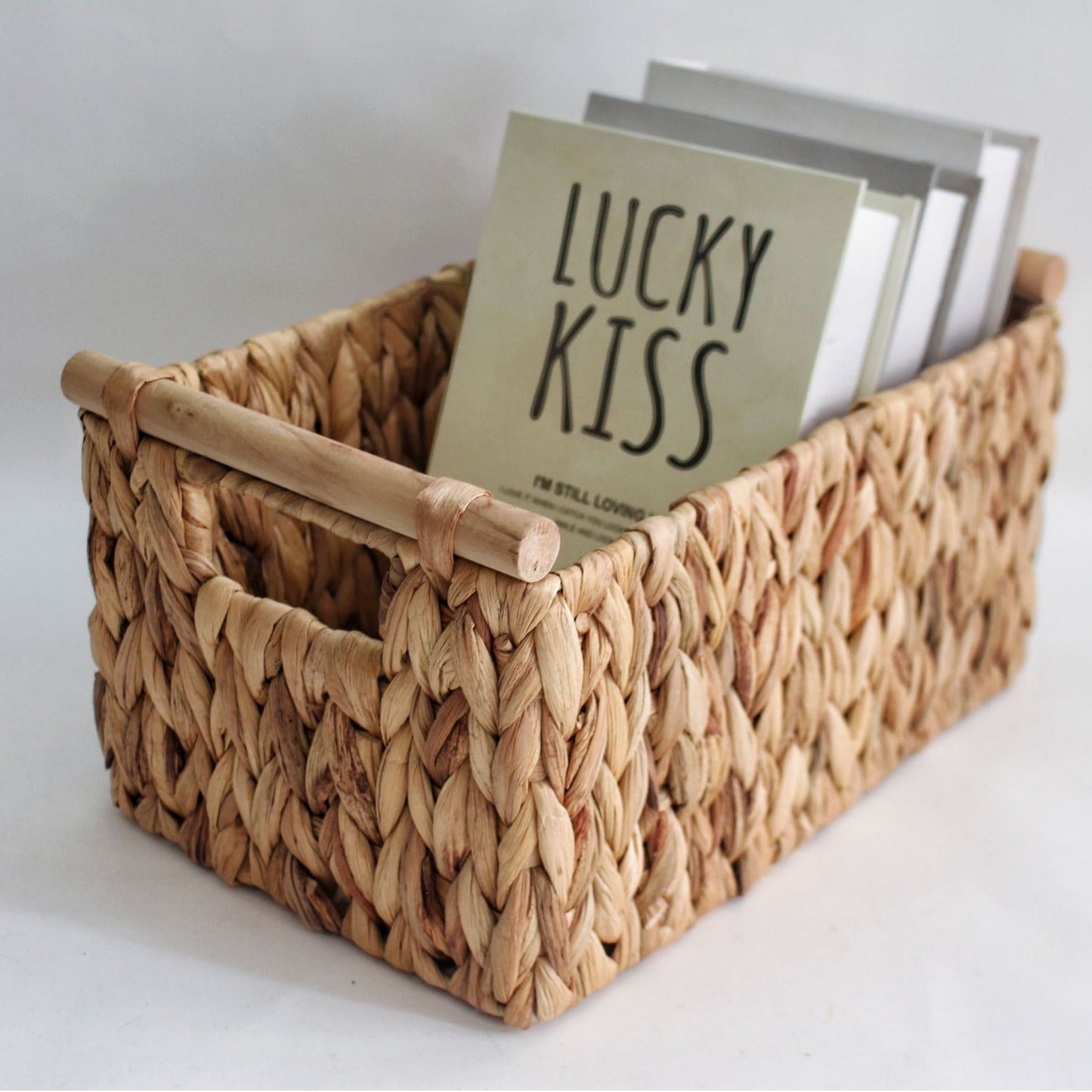 Water Hyacinth Basket With Wooden Handles