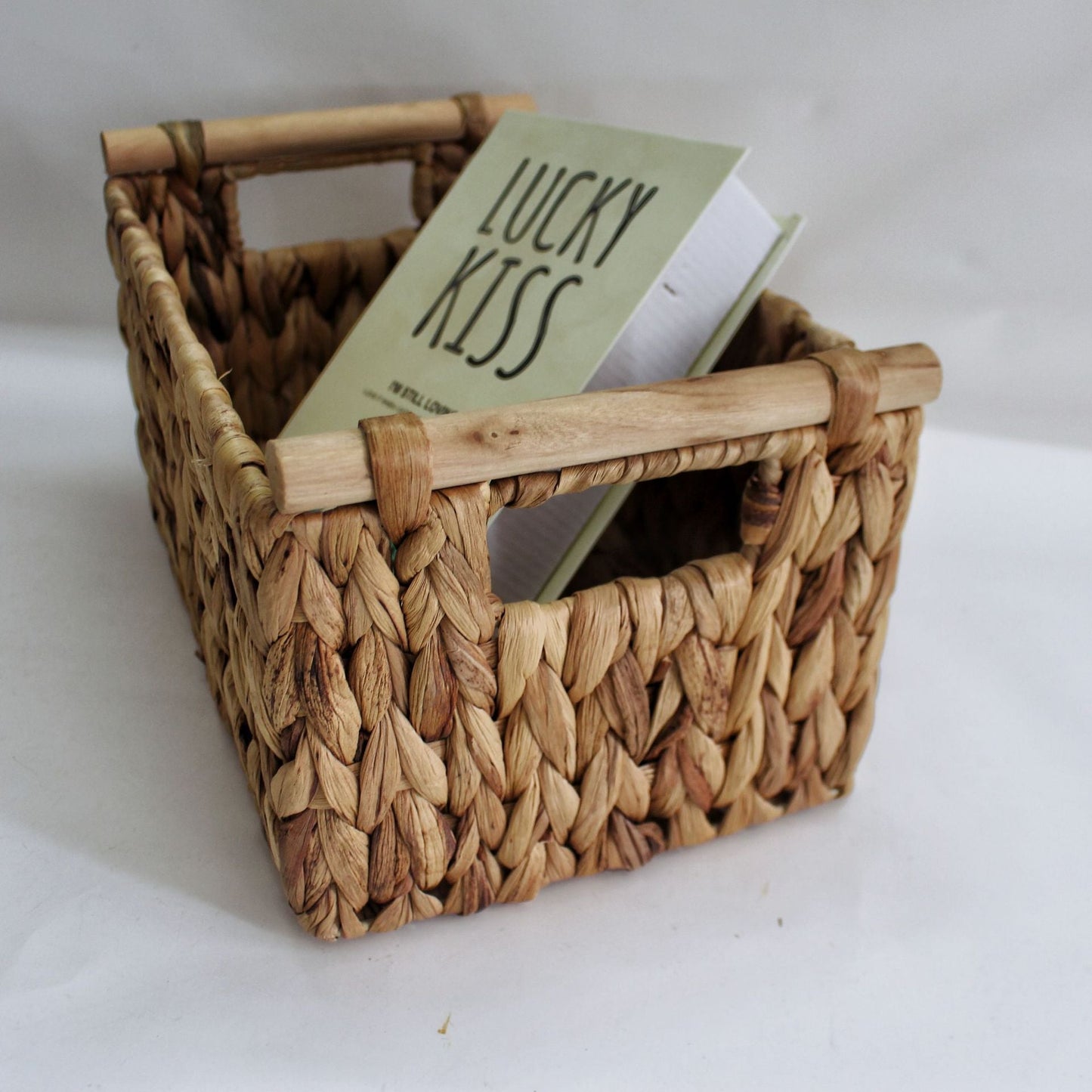 Water Hyacinth Basket With Wooden Handles