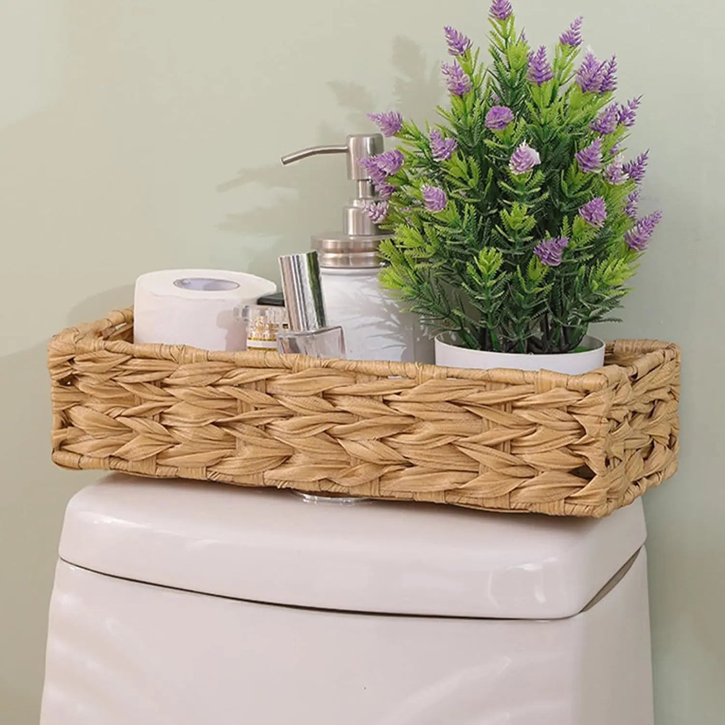 Rectangular Water Hyacinth Toilet Basket