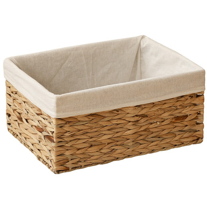 Water Hyacinth Rectangular Organizer Basket With Lining