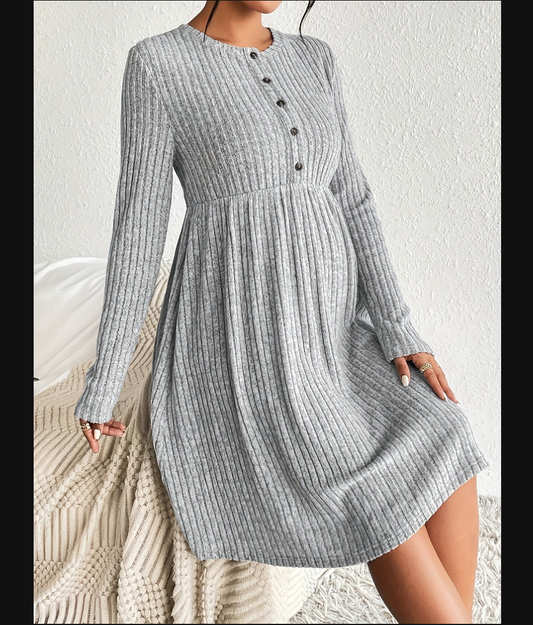 Bump-friendly Comfy Casual Long Sleeves Pregnancy Maternity Dresses